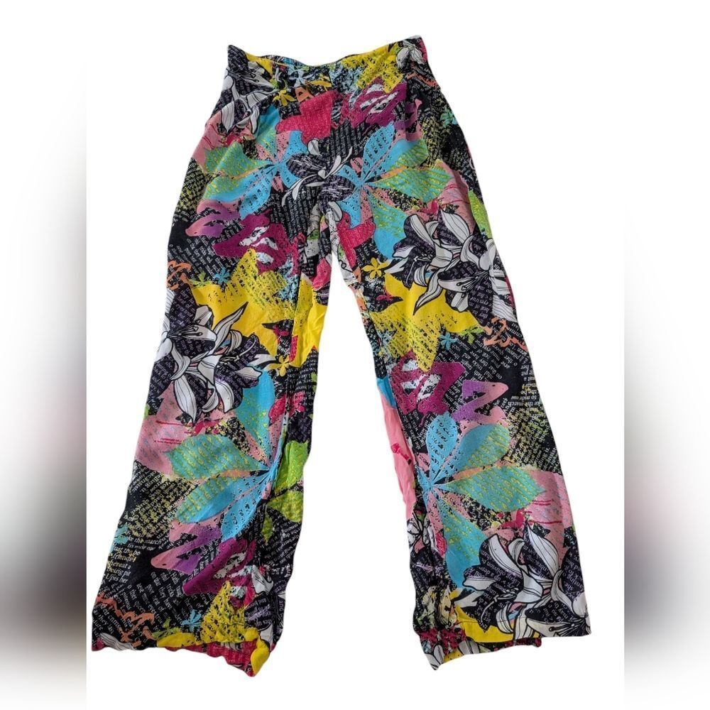 Girls Abstract Graphic All Over Print‎ Rayon Wide Leg Pants Sz 14/16